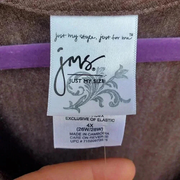 Just My Size Shaped Fit Midi Dress Women's Size 4x Brown Floral 3/4 Sleeve NWT - Picture 2 of 8